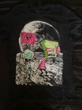 Invader Zim Black Graphic T-Shirt with Pink & Green Characters